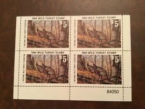 ICOLLECTZONE Wild Turkey Federation 1984 Stamp Plate Block VF NH - Picture 1 of 1