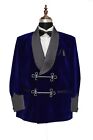 Men Royal Blue Smoking Jacket Designer Elegant Wedding Party Wear Blazer Coat