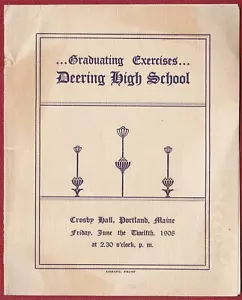 Programa de ejercicios de graduación de Deering High School, Portland, Maine 1908 - Imagen 1 de 1