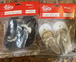 Monique Collection Mary Jane BOW Doll SHOES either black or white, patent NEW - Picture 1 of 3
