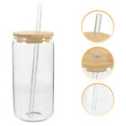 Glass Bamboo Lid Drink Cup Travel Mason Jar With Cocktail Bottle
