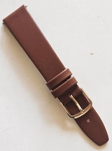 18mm - Tan Smooth Surface Leather Watch Band - ( Gold Buckle / Pins Included ) - Picture 1 of 3
