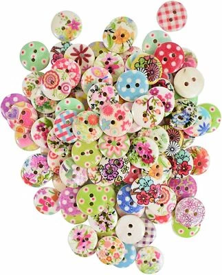 TRIXES Polka Dot Buttons x100 NEW Assorted Colourful Floral Gingham Polka Dot - Image 1 of 4