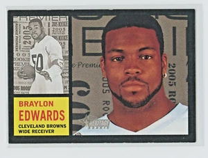 BRAYLON EDWARDS 2005 TOPPS HERITAGE - DESIGN VARIATION SHORT PRINT ROOKIE BROWNS - Picture 1 of 2