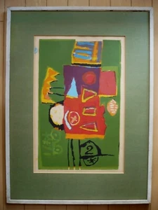 LYNN LARSON, AUFGELISTET CA BUNTER SIEBDRUCK MODERNISMUS MODERNE ABSTRAKTION SIGNIERT - Bild 1 von 12