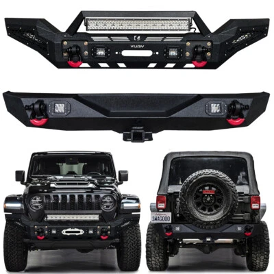 Vijay For 2007-2018 Jeep Wrangler JK Front or Rear Bumper with Lights & D-Rings - Image 1 of 4
