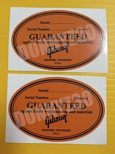 (2) Gibson Orange Memphis Guitar Label Stickers Grohl DG335 ES335 ES345 Decal - Picture 1 of 1