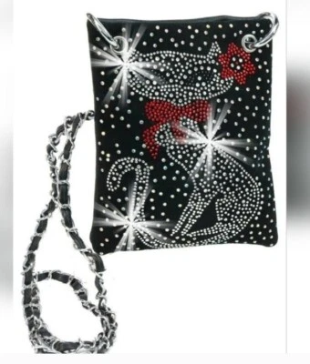 Kitty Cat Rhinestones Petite Phone Crossbody Purse - Image 1 of 4