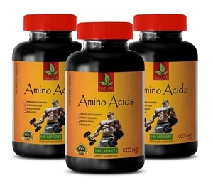 amino acid complex - AMINO ACIDS 1000mg - muscle gainer pills - 3 Bottles - Picture 1 of 12
