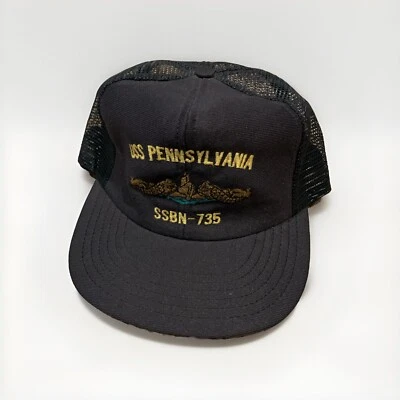 Sombrero de camionero vintage de los años 80 USS Pennsylvania SSBN-735 militar y marina de Estados Unidos Foto 1 de 4