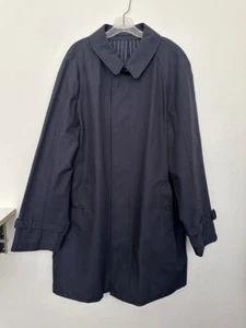Burberry Navy Trench Coat Button Long Sleeve Cotton Striped Lining Men's 48 3XL - Picture 1 of 16