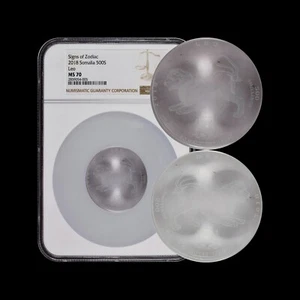 SOMALIA. 2018, 500 Shillings, Crystal - NGC MS70 - Top Pop 🥇 Zodiac Leo, Lion - Picture 1 of 12