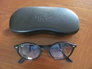 COOL 'RAY BAN' ITALY BLACK ROUND FULL FRAME SUNGLASSES RB 4315601/19 145 W/CASE - Picture 1 of 9