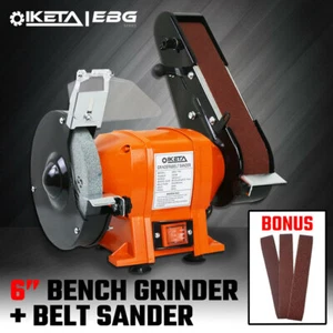 6" Bench Grinder & Belt Sander Linisher Sharpener Polisher Industrial Workshop - Picture 1 of 9