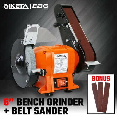 6" Bench Grinder & Belt Sander Linisher Sharpener Polisher Industrial Workshop - image 1 of 4