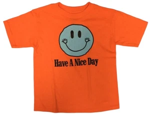 Have A Nice Day Distress Graphic Bright Neon Orange Boy's T-Shirt Choose Size - Picture 1 of 2