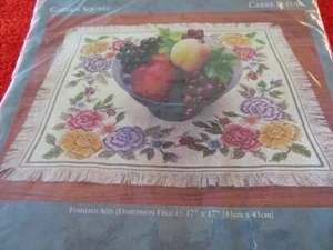 NEW Needle Treasures Roses GARDEN SQUARE Counted Cross Stitch KIT Fringe Floral - Picture 1 of 3