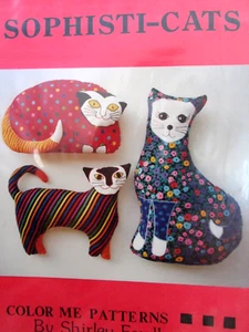 Vtg Sophisti-Cats Stuffed Animal Folkart Craft Pattern Stuffed animal pillow - Picture 1 of 1