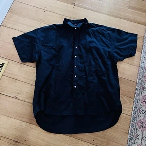 Now Casual Shirt Plus Size 5XL Mens Navy Button Up Cotton Ramie Linen Feel - Picture 1 of 16