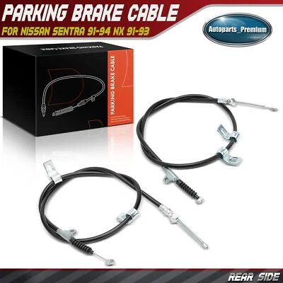 Cable de freno de estacionamiento trasero 2 piezas para tambor trasero Nissan Sentra 1991-1994 NX 1991-1993 Foto 1 de 4