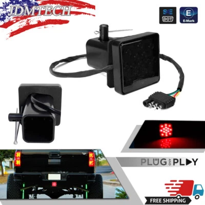 Smoked 15-LED Brake Light DRL Trailer Hitch Cover Fit 2" Towing & Hauling New - Image 1 of 4