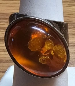 *ARGENTO STERLING*ANELLO AMBRA*VINTAGE*DESERT ROSE TRADING COMPANY*TAGLIA 6 - Foto 1 di 6