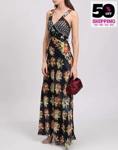 RRP €1250 PACO RABANNE Wrap Back Dress FR40 US8 L Silk Blend Floral Sleeveless - Picture 1 of 10