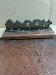 Personalized MARY  Desk Top Smoked Clear Acrylic Name Plate with Wood Base - Picture 1 of 4