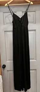 Maxi Vestido Blanco Abedul Elástico Negro Cuello en V Correas Ajustables Talla Pequeña  - Imagen 1 de 4