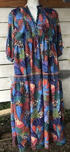 Wayward Fancies EShakti Wm. Sz 3X? 44"B Boho Tropical Maxi Dress Tierd Flowy Fit - Picture 1 of 12