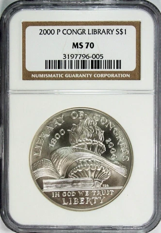 2000-P Library of Congress Commemorative Dollar  NGC MS 70 #GA3-05 Cover