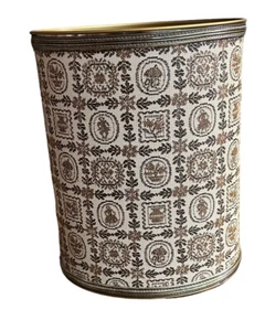 Vintage Retro Red Man Mid-Century Modern Oval Metal Trash Can Waste Paper Basket - Picture 1 of 9