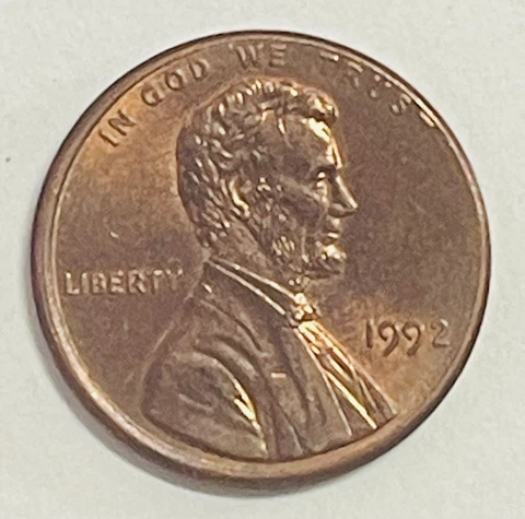 1992-P Lincoln Memorial Penny -  Struck Off-Center Cover