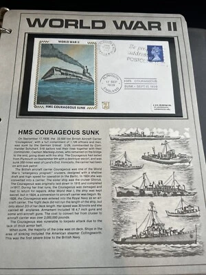 World War 2 Zaso Silk Cachet FDC HMS Courageous Sunk 1982 - Image 1 of 2