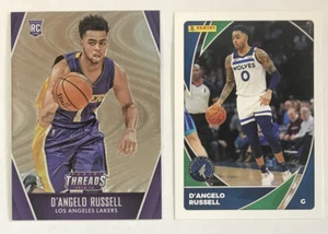 2015-16 Panini Threads D'Angelo Russell tarjeta de novato radiocontrol #327 y '21 tarjeta adhesiva - Imagen 1 de 2