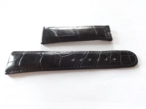 Patek Philippe OEM Genuine Vintage Crocod. strap Black Shiny 19mm very rare - Picture 1 of 5