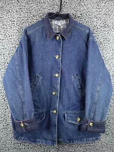 Vintage Cherokee Lined Denim Chore Rancher Jacket Size Large Corduroy Cuffs - Picture 1 of 12