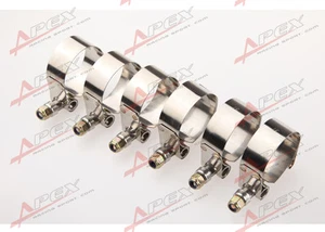 6PCS 1.75" inch Hose Coupler T-bolt Clamps Stainless Steel 47-55mm - Picture 1 of 3