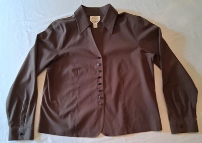 Talbots Women's 14 Petites Brown Wrinkle Resistant Button Up Blouse - Image 1 of 4