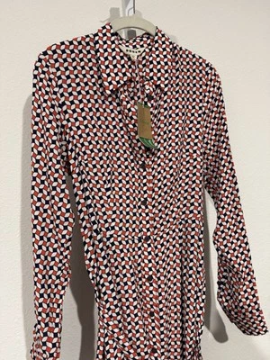 Vestido Camisa Boden Carnaby Botón Geométrico Delantero Manga Larga 8L Nuevo con Etiquetas Foto 1 de 4
