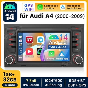Für Audi A4 8E 8H B6 B7 2000-2009 Carplay 32GB Android 14 Autoradio GPS NAVI FM - Bild 1 von 14