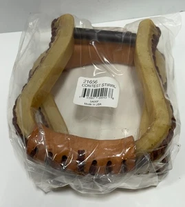Rawhide Covered Western Stirrups w/ Leather Lacing equestrian saddles and tack - Picture 1 of 6