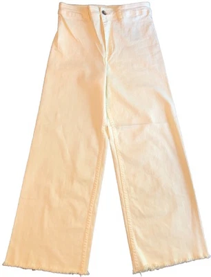 Pantalones de mezclilla deshilachados de algodón elástico pierna ancha amarillo mantequilla Billabong NUEVOS CON ETIQUETAS Foto 1 de 4