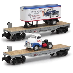 2-Piece 10-1/2" O Gauge DT&I Flatcars with 1954 GMC® Tractor & Trailer Set - Picture 1 of 7