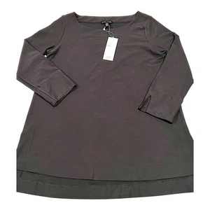 Neu mit Etikett Eileen Fisher Box-Top mit Ballettausschnitt XS anthrazitgrau Langarm UVP 188 $ - Bild 1 von 15