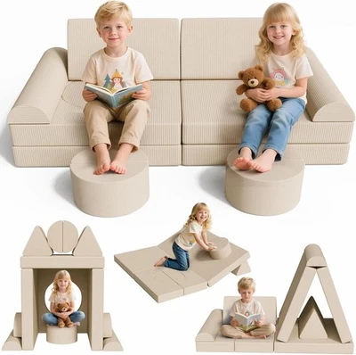 14 tlg Modulare Spielsofa Doppel Kindersofa Spielsofa Cord Schaumstoffbausteine - Bild 1 von 4
