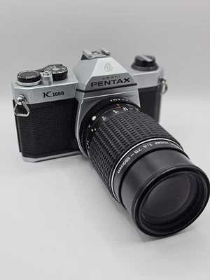 Asahi Pentax K1000 SLR with Pentax SMC 75-150mm f/4 Lens – Good Used Condition - Image 1 of 4