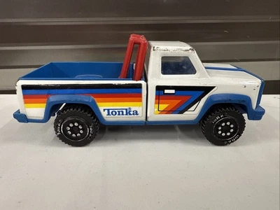 Camión Tonka vintage blanco y azul de metal y plástico 7,5” X 3” X 3” Foto 1 de 4