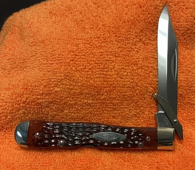 Case XX USA 4 Dot 1976 CheetahStyle SwingGuard Jigged Brown Scales Cooper Ruana - Image 1 of 4