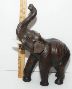 Vintage Elefant mit Leder umwickelt über 13 Zoll groß mit Rüssel viel Glück - Bild 1 von 7